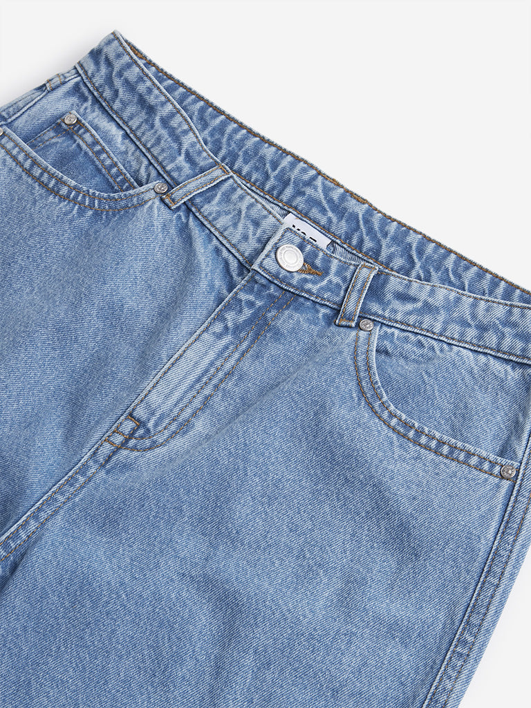 Y&F Kids Blue High - Rise Relaxed - Fit Jeans