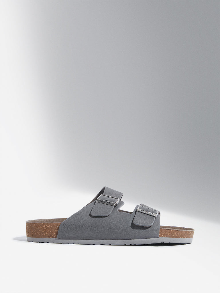 SOLEPLAY Grey Dual Strap Slip-On Sandals