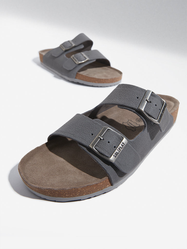 SOLEPLAY Grey Dual Strap Slip-On Sandals