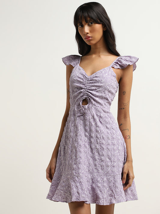 Nuon Lilac Floral Printed A-Line Dress