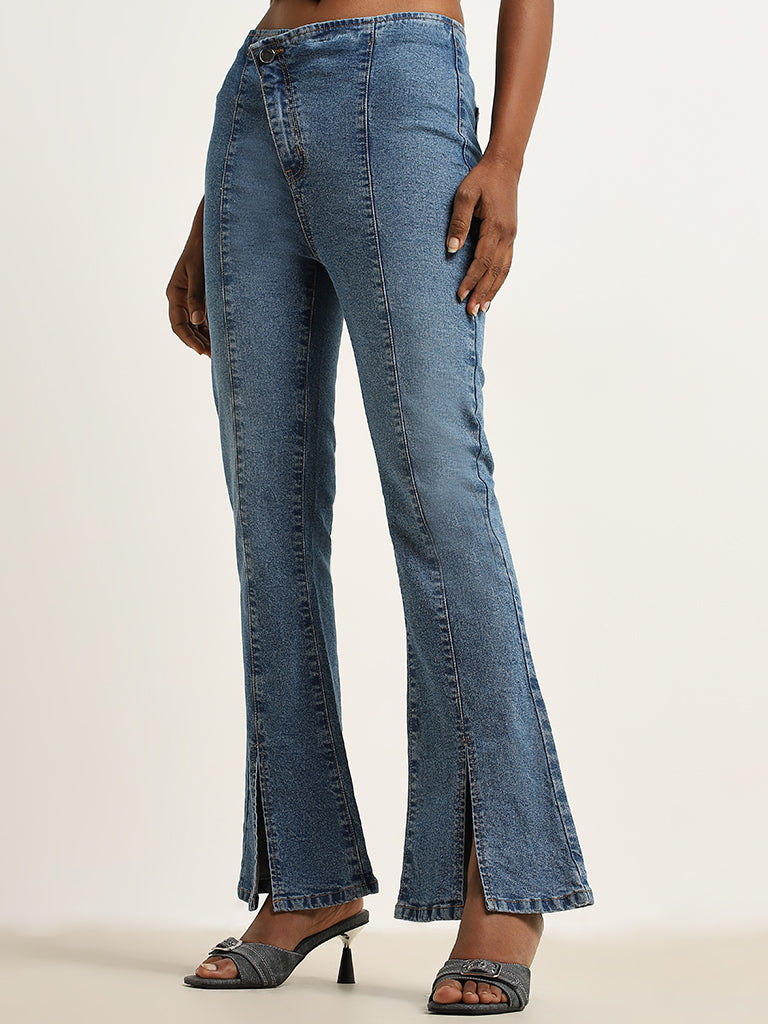 Nuon Blue Mid - Rise Relaxed - Fit Jeans