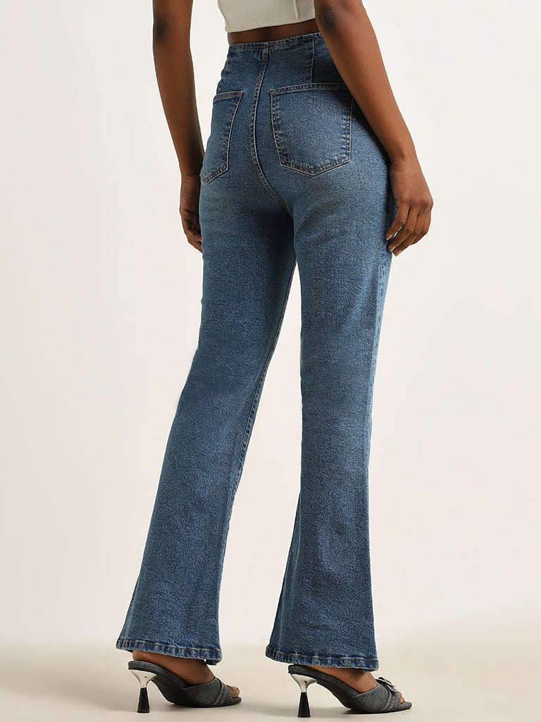 Nuon Blue Mid - Rise Relaxed - Fit Jeans