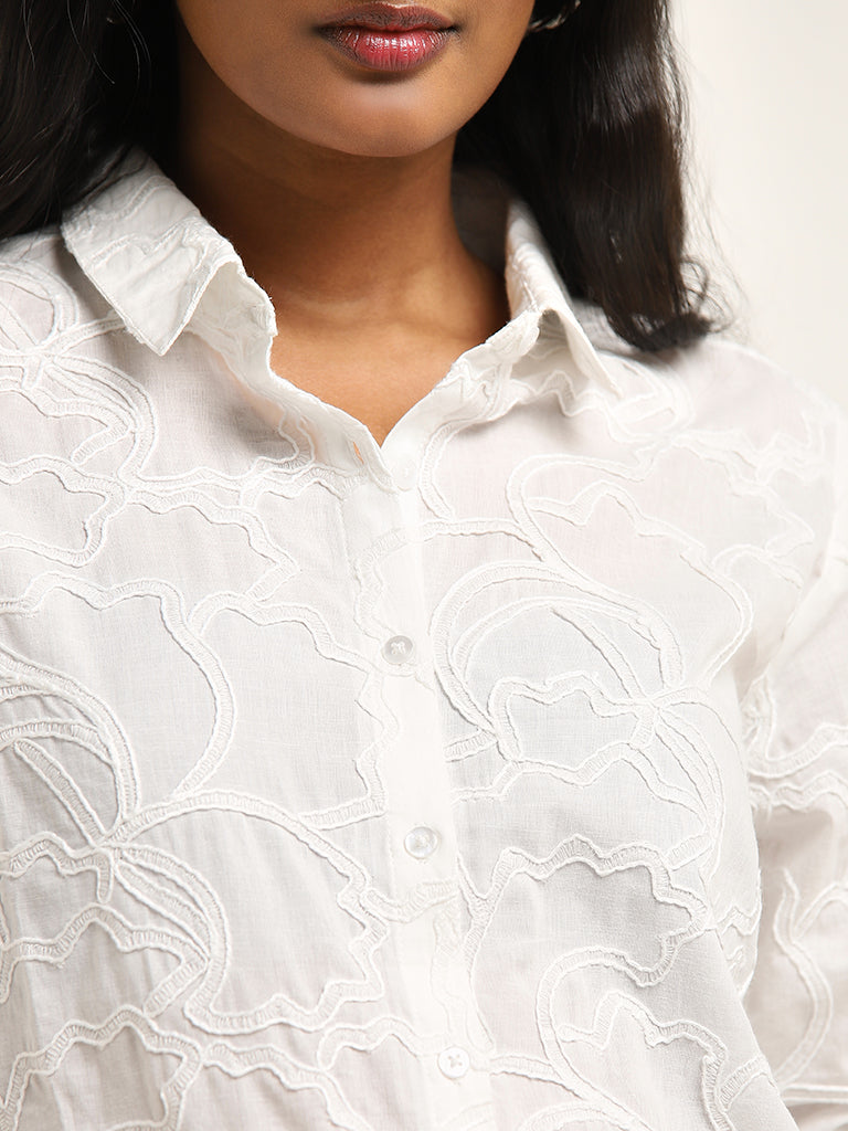 LOV White Embroidered Cotton Shirt