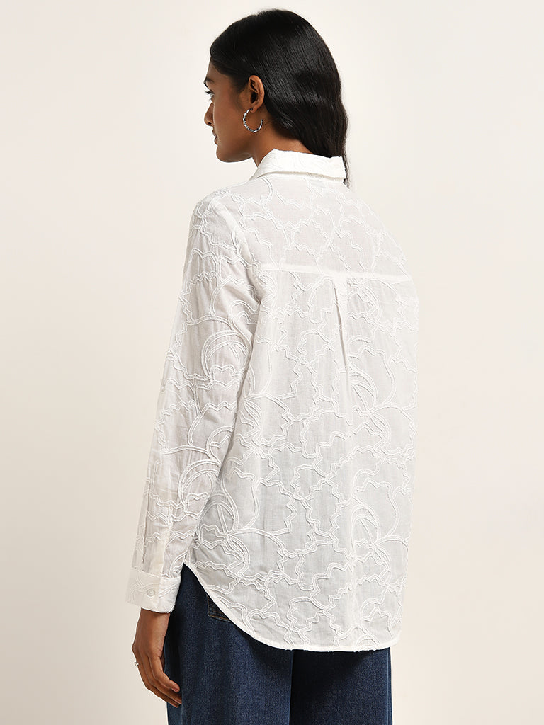 LOV White Embroidered Cotton Shirt