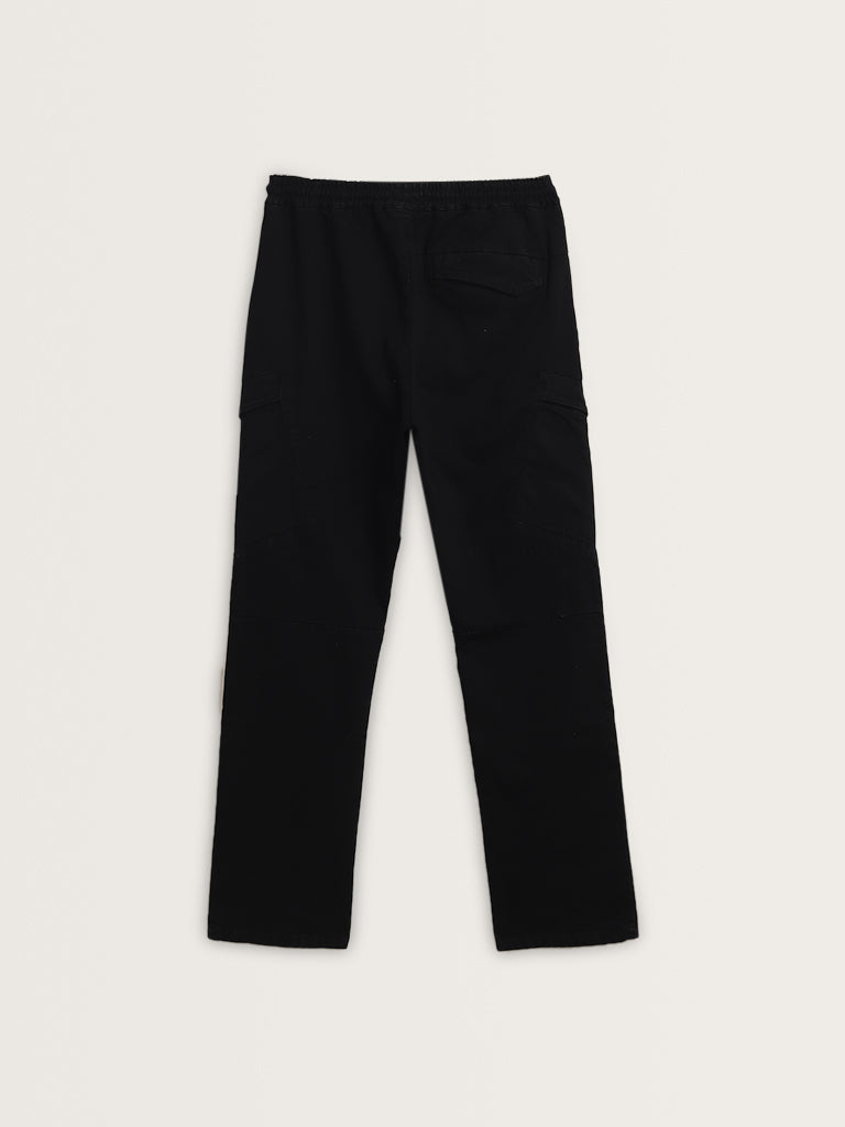 Nuon Black Relaxed-Fit Mid-Rise Cotton Blend Chinos