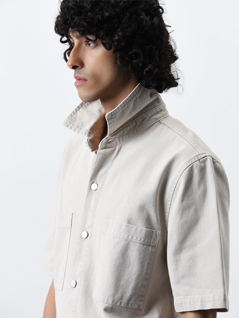 Nuon Beige Relaxed-Fit Cotton Shirt