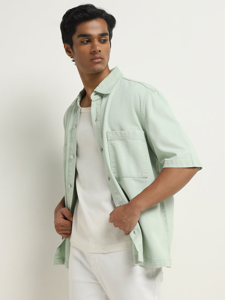 Nuon Mint Relaxed-Fit Denim Shirt