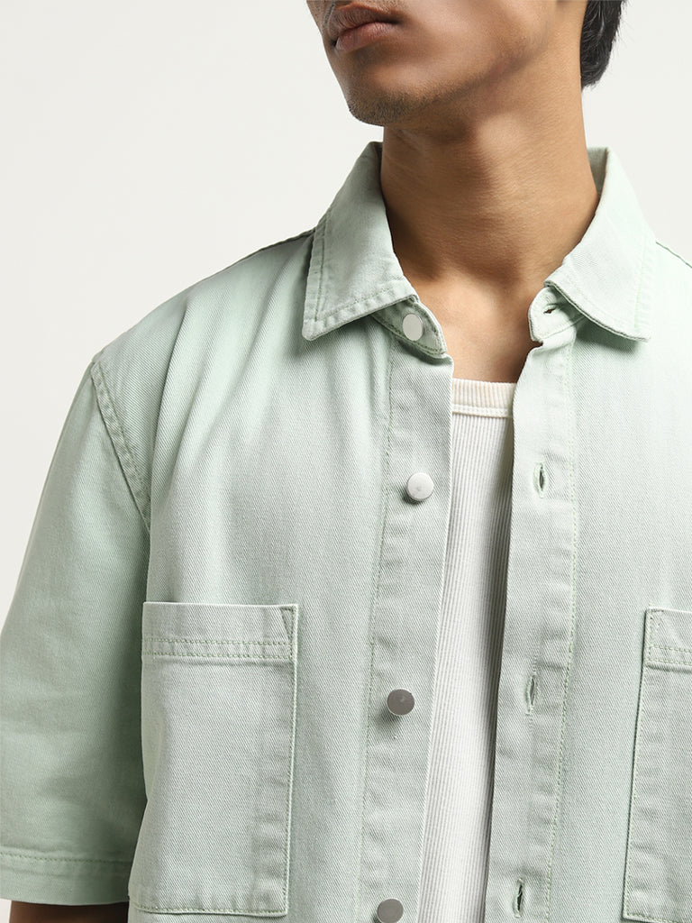 Nuon Mint Relaxed-Fit Denim Shirt