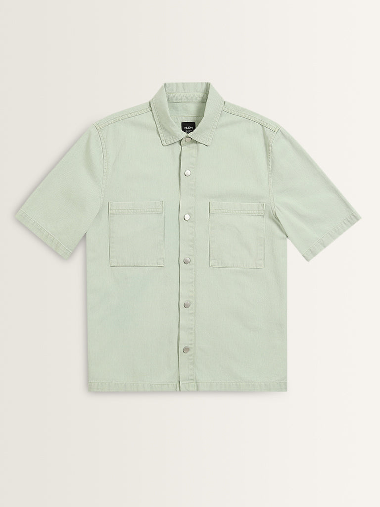 Nuon Mint Relaxed-Fit Denim Shirt