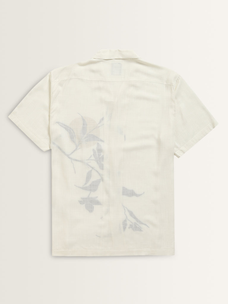 Nuon Off-White Printed Relaxed Fit Shirt