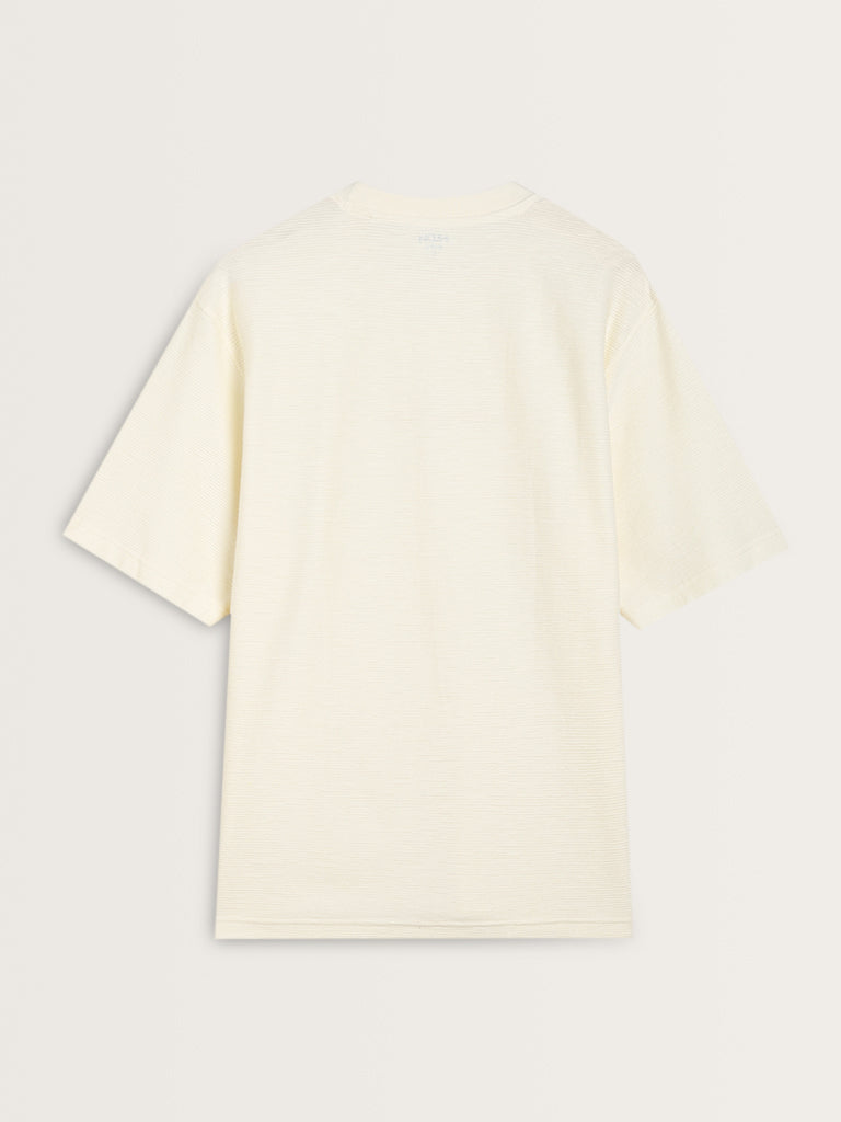 Nuon Off-White Text Design Relaxed-Fit Cotton T-Shirt