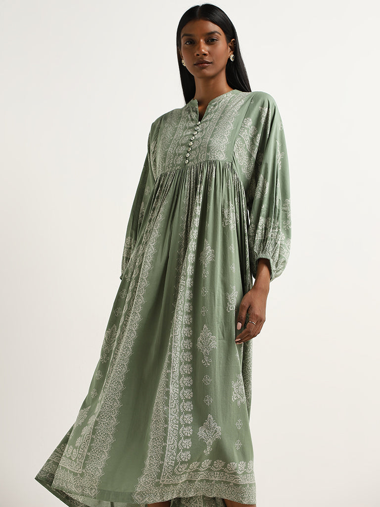 Zuba Sage Abstract Printed Fit-and-Flare Dress