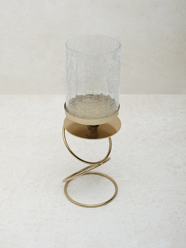 Westside Home Gold Textured Glass Ring Candle Stand-Large