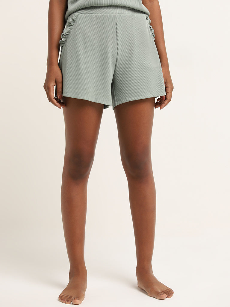 Superstar Sage Ribbed Textured High-Rise Shorts