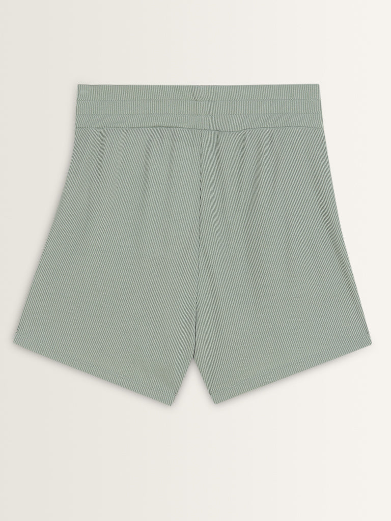 Superstar Sage Ribbed Textured High-Rise Shorts