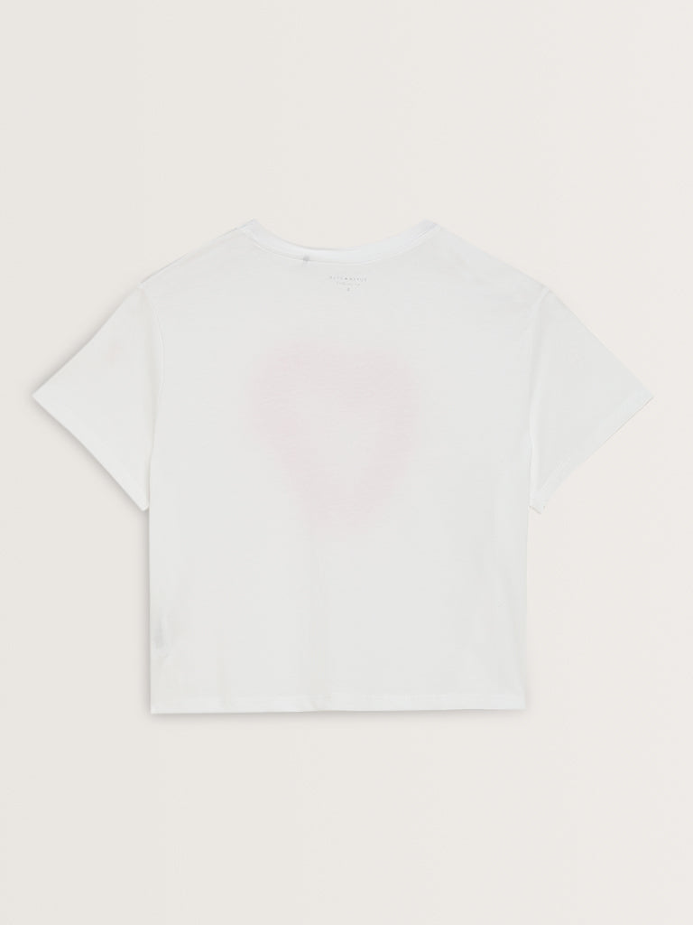 Superstar White Heart Design Cotton T-Shirt