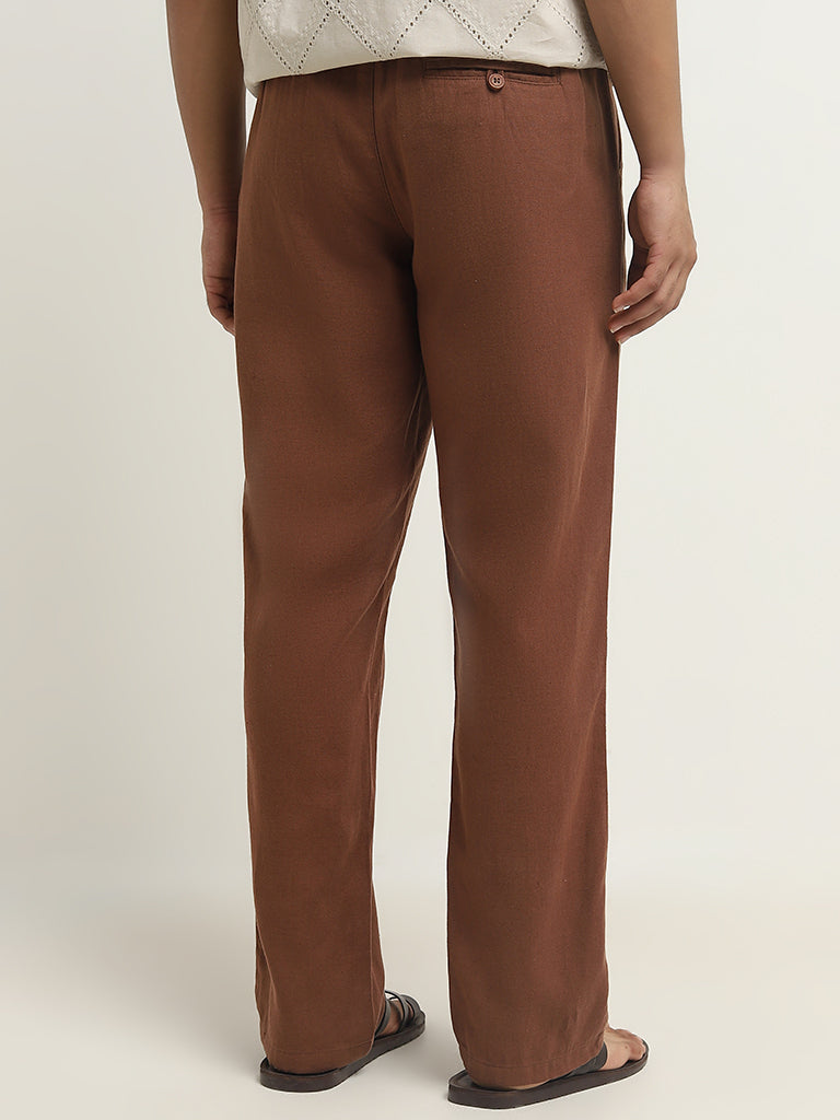 ETA Dark Brown Slim-Fit Mid-Rise Cotton Blend Chinos