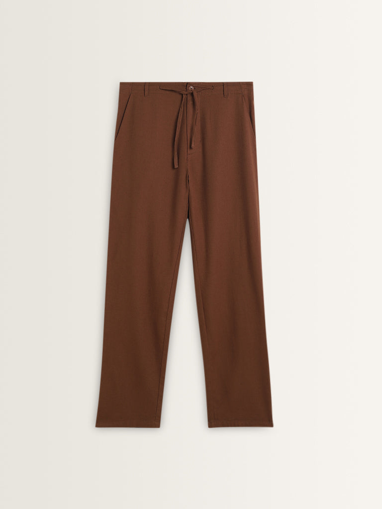 ETA Dark Brown Slim-Fit Mid-Rise Cotton Blend Chinos