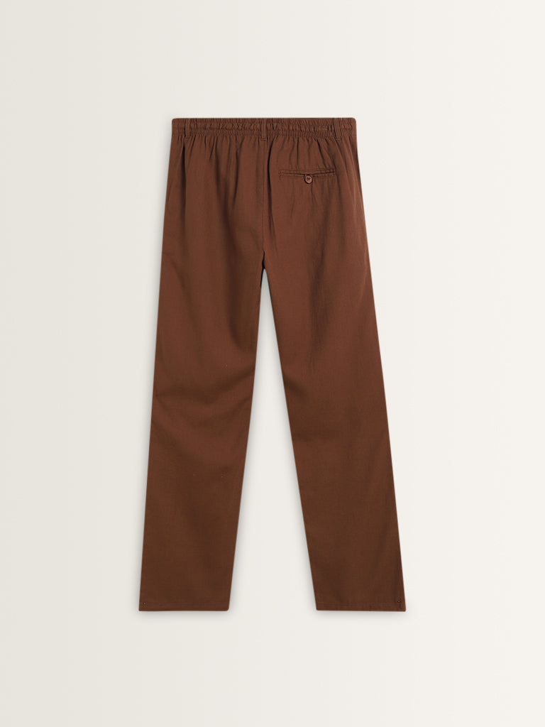 ETA Dark Brown Slim-Fit Mid-Rise Cotton Blend Chinos