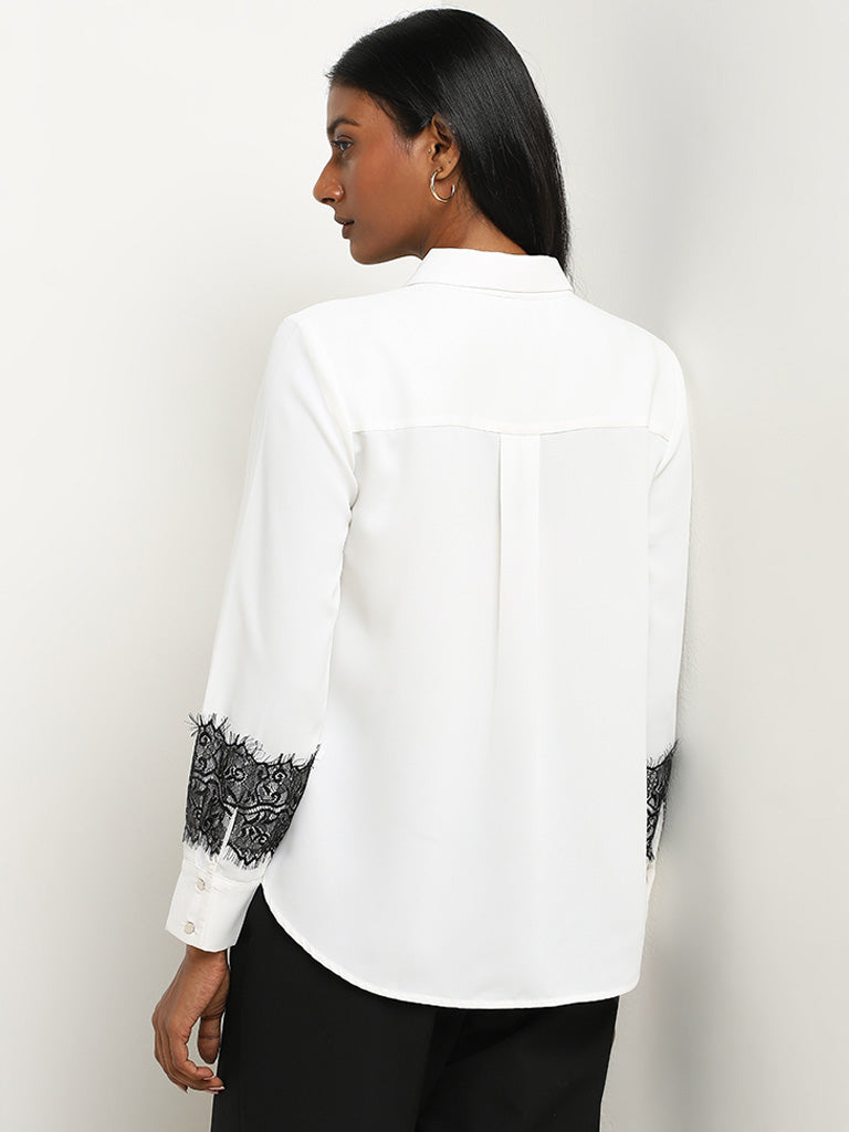 Wardrobe Ivory Lace-Detailed Shirt