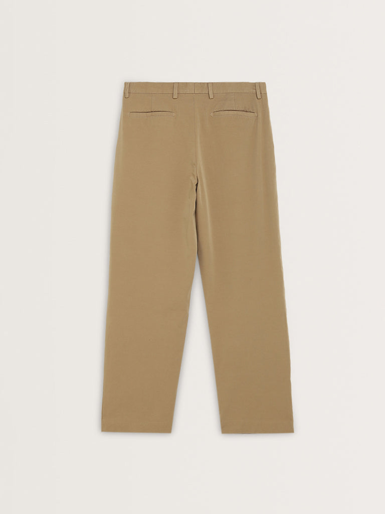 Ascot Beige Relaxed-Fit Mid-Rise Cotton Chinos