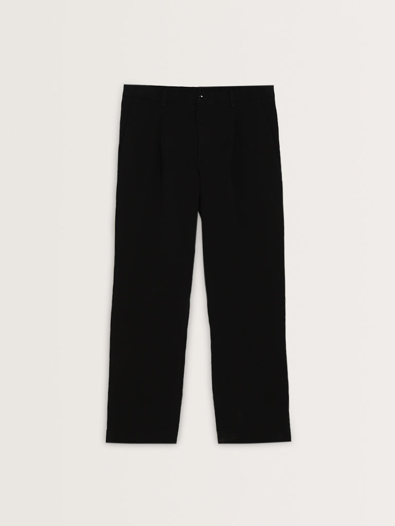 Ascot Black Relaxed-Fit Mid-Rise Cotton Chinos