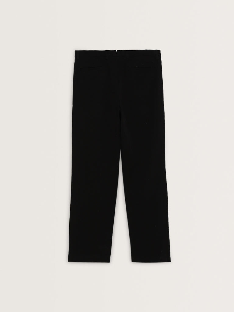 Ascot Black Relaxed-Fit Mid-Rise Cotton Chinos