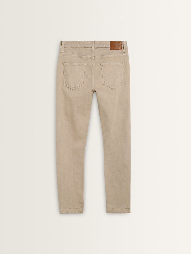 WES Casuals Beige Mid - Rise Slim - Fit Jeans