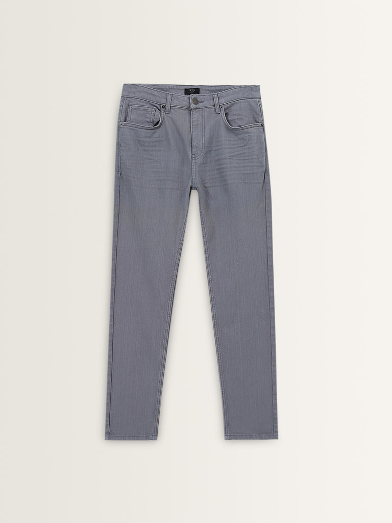 WES Casuals Grey Solid Slim - Fit Mid - Rise Jeans