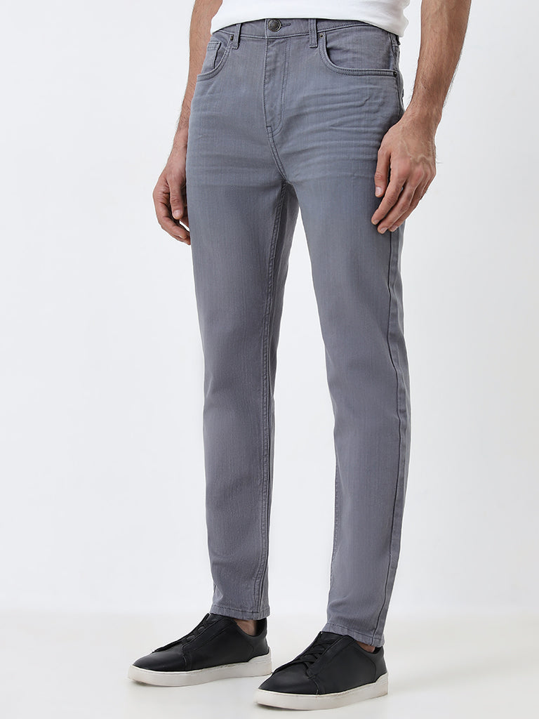 WES Casuals Grey Solid Slim - Fit Mid - Rise Jeans