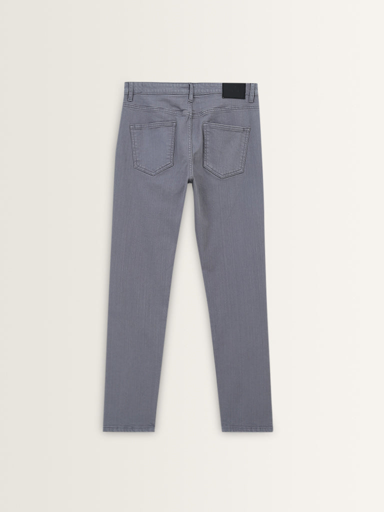 WES Casuals Grey Solid Slim - Fit Mid - Rise Jeans