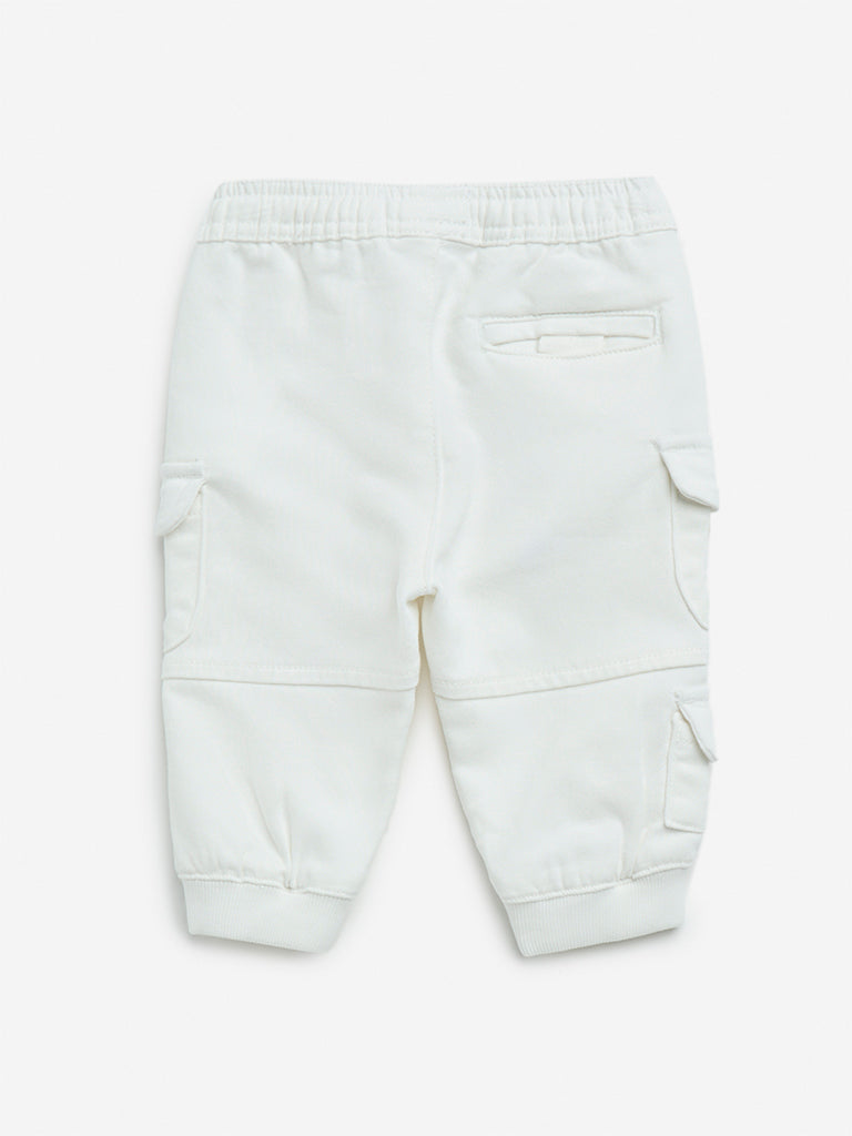 Buy HOP Baby White Relaxed Fit Mid Rise Joggers from Westside