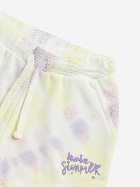 HOP Kids Multicolour Tie-Dye Mid-Rise Shorts