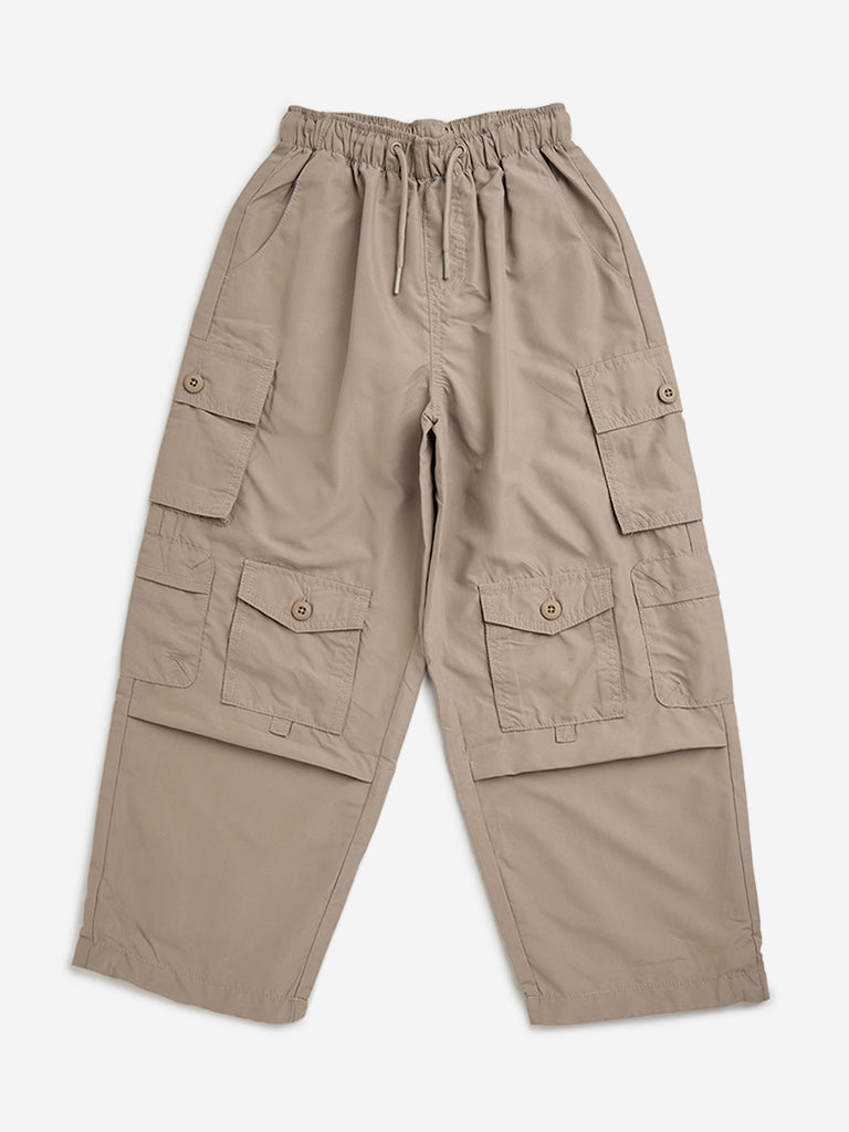 Y&F Kids Light Taupe Mid-Rise Cargo Pants