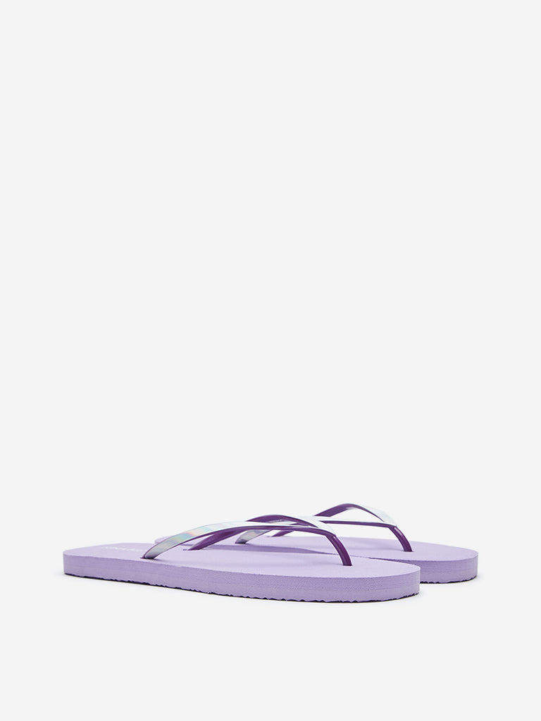 LUNA BLU Lilac Glossy Thong-Strap Flip-Flop