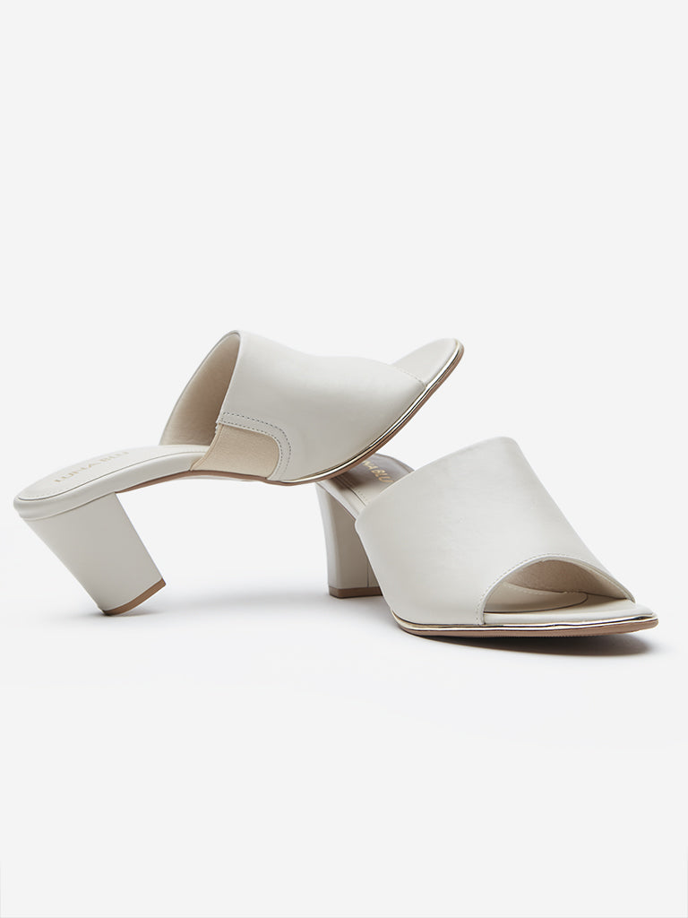 LUNA BLU Ivory Block-Heel Sandals