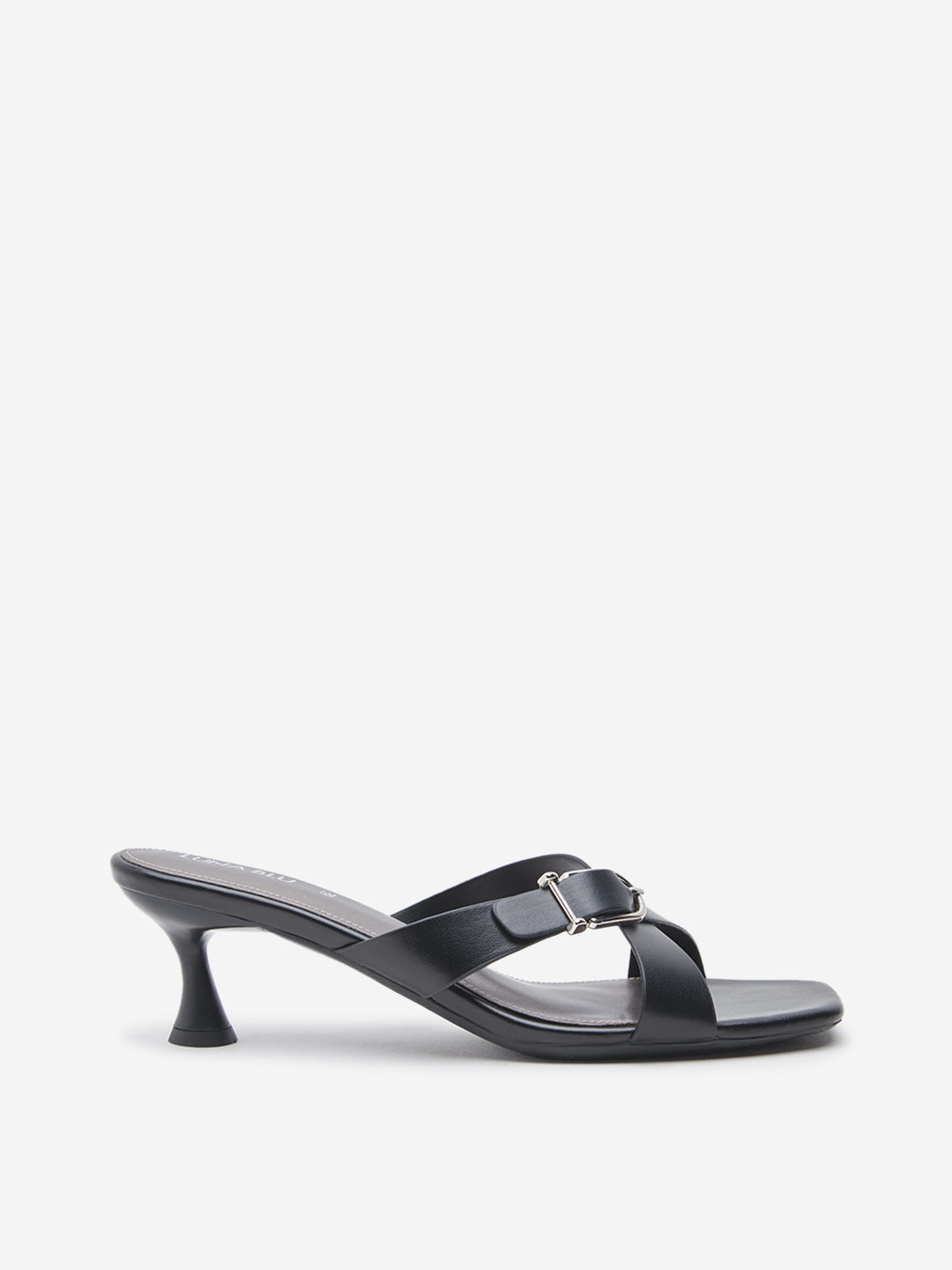 LUNA BLU Black Criss-Cross Design Heel Sandals