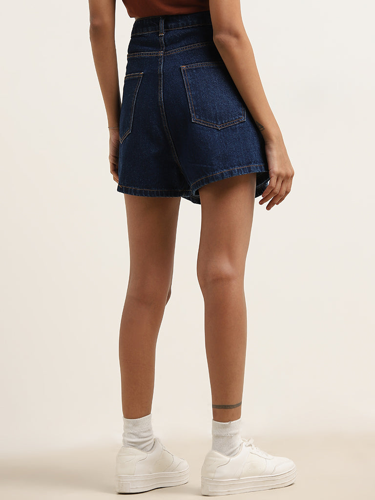 Nuon Dark Blue Denim High-Rise Skort