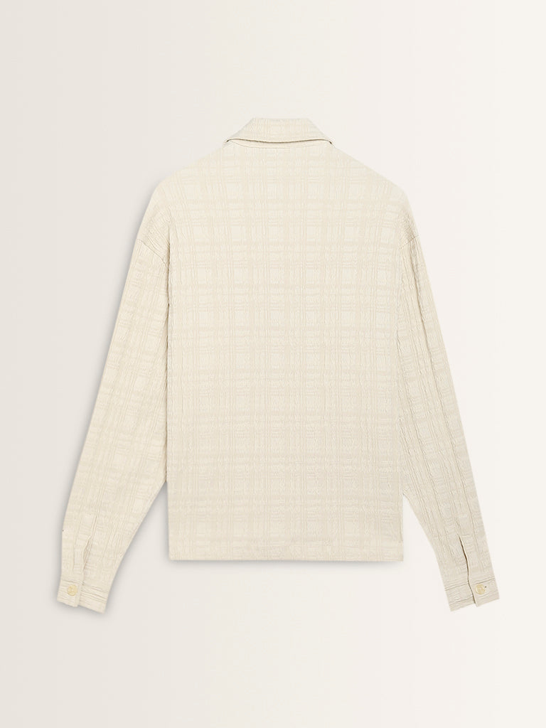 Nuon Off-White Textured Relaxed-Fit Jacket