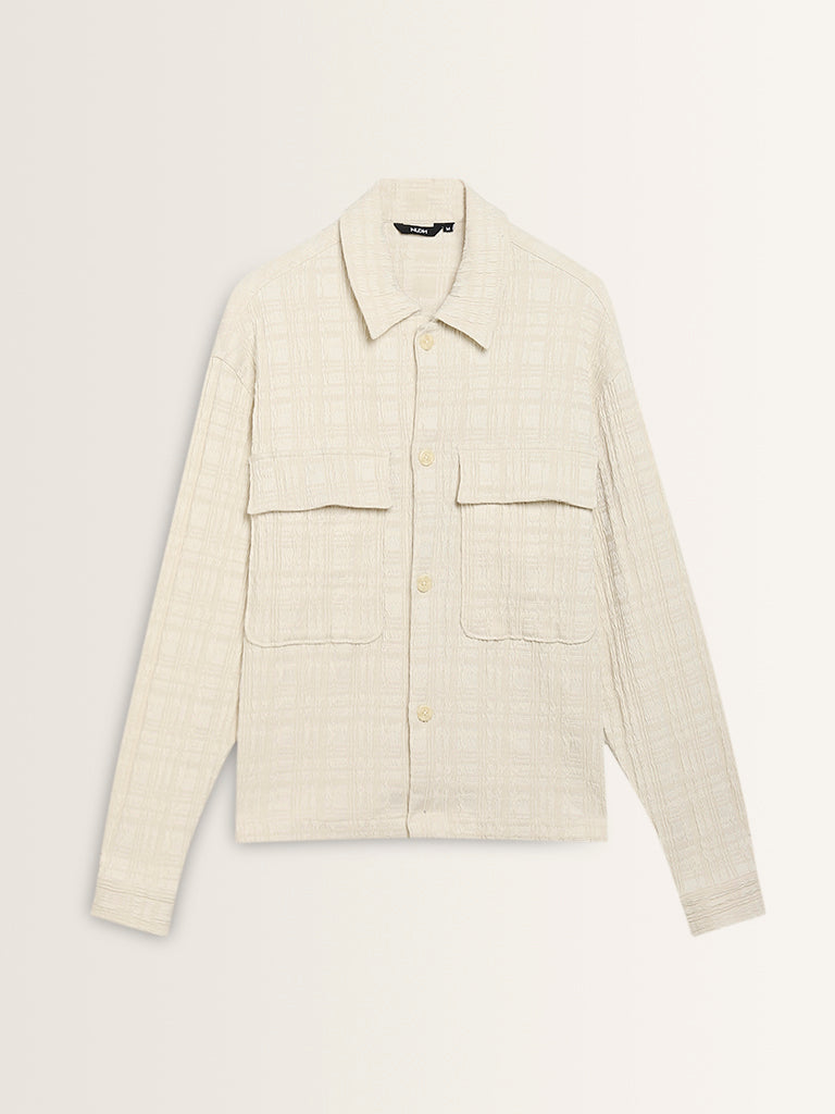 Nuon Off-White Textured Relaxed-Fit Jacket