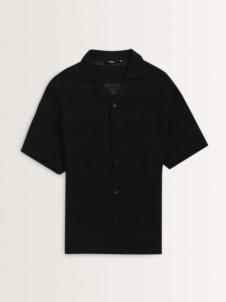 Nuon Black Striped Relaxed-Fit Shirt