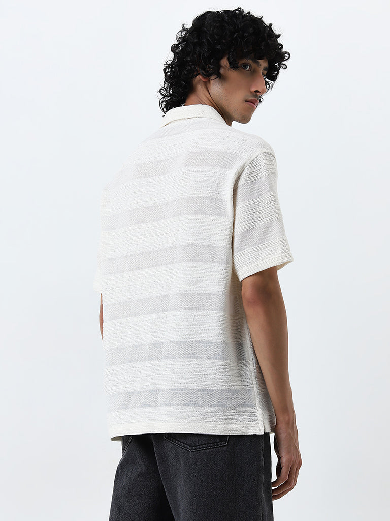 Nuon Off-White Striped Relaxed-Fit Shirt