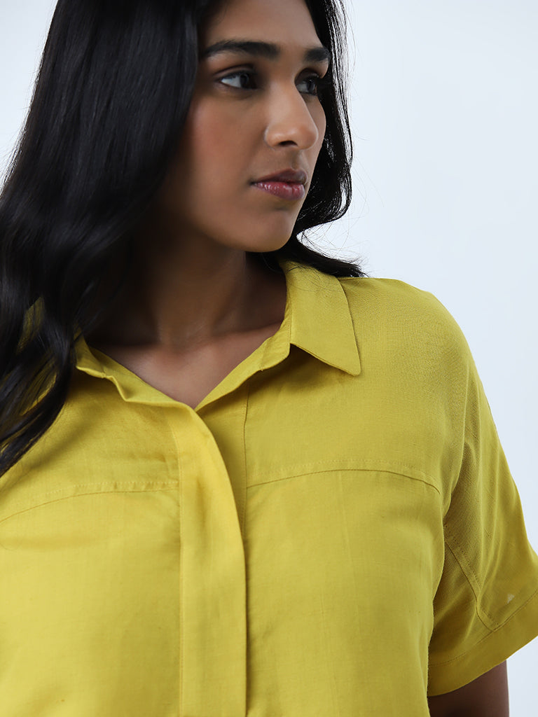 Gia Yellow Buckle-Detailed Blouse