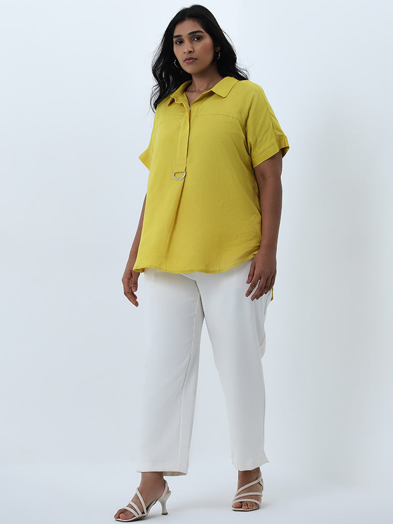 Gia Yellow Buckle-Detailed Blouse