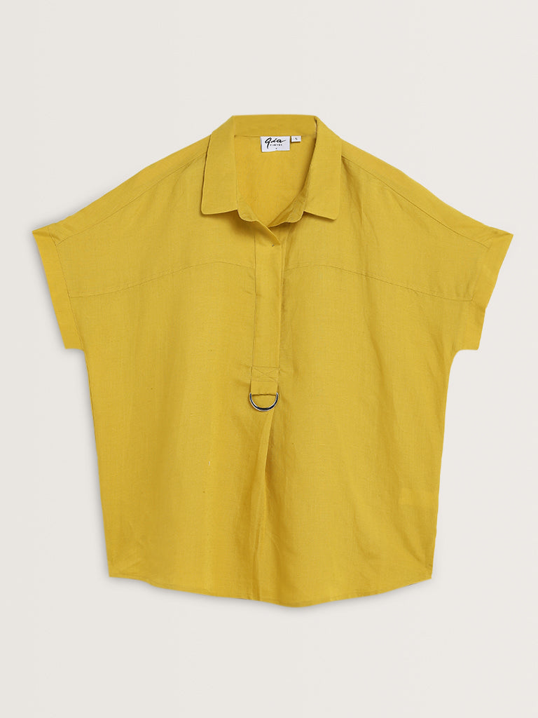 Gia Yellow Buckle-Detailed Blouse