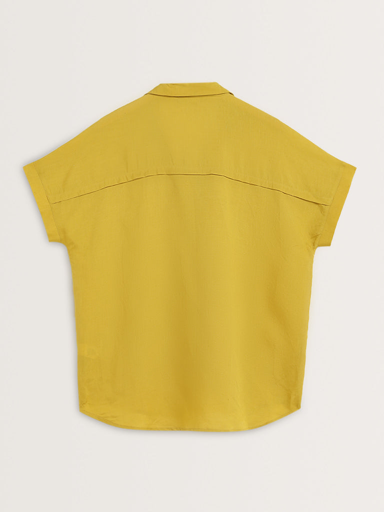 Gia Yellow Buckle-Detailed Blouse