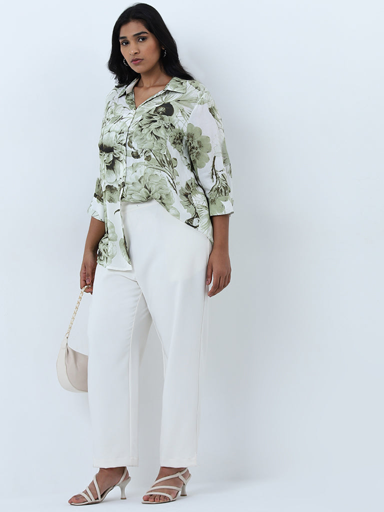 Gia Olive Floral Printed Shirt