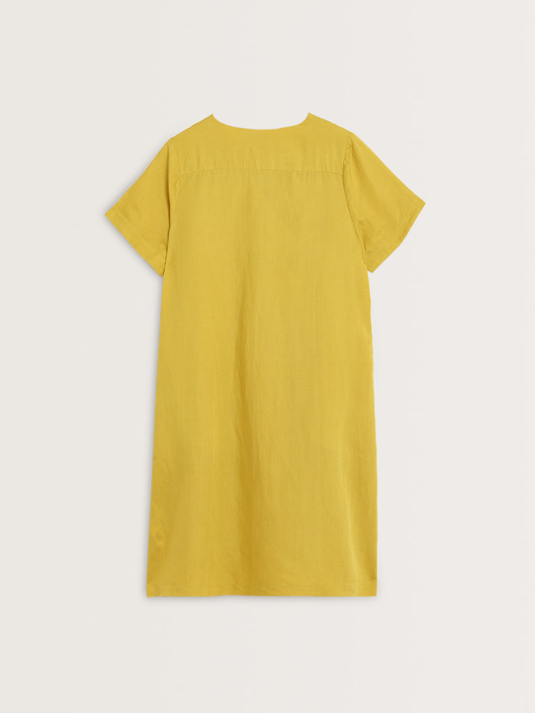 Gia Yellow Solid A-Line Dress