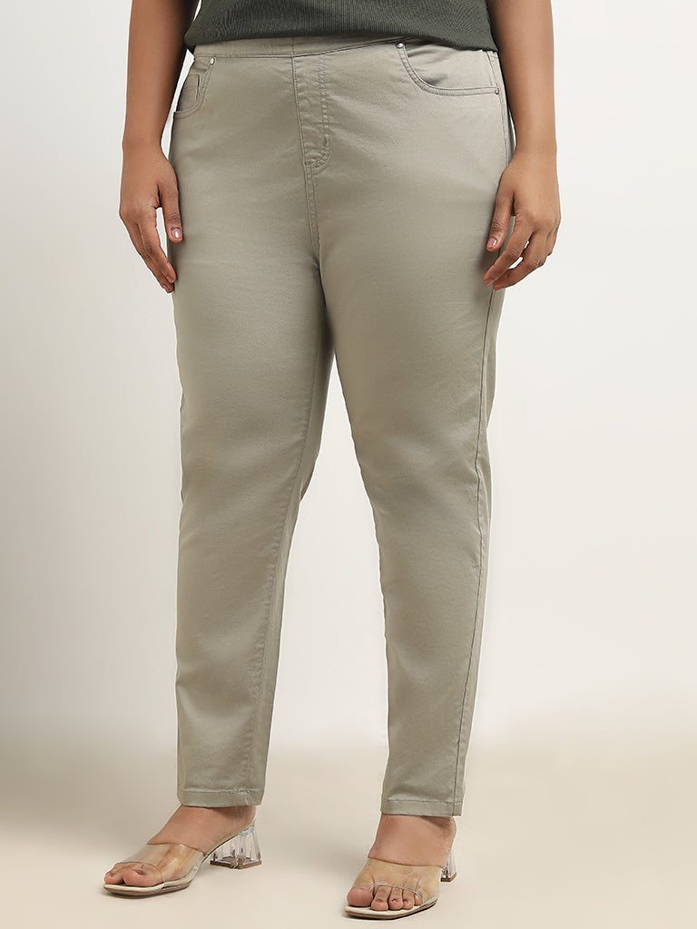 High rise khaki jeggings best sale