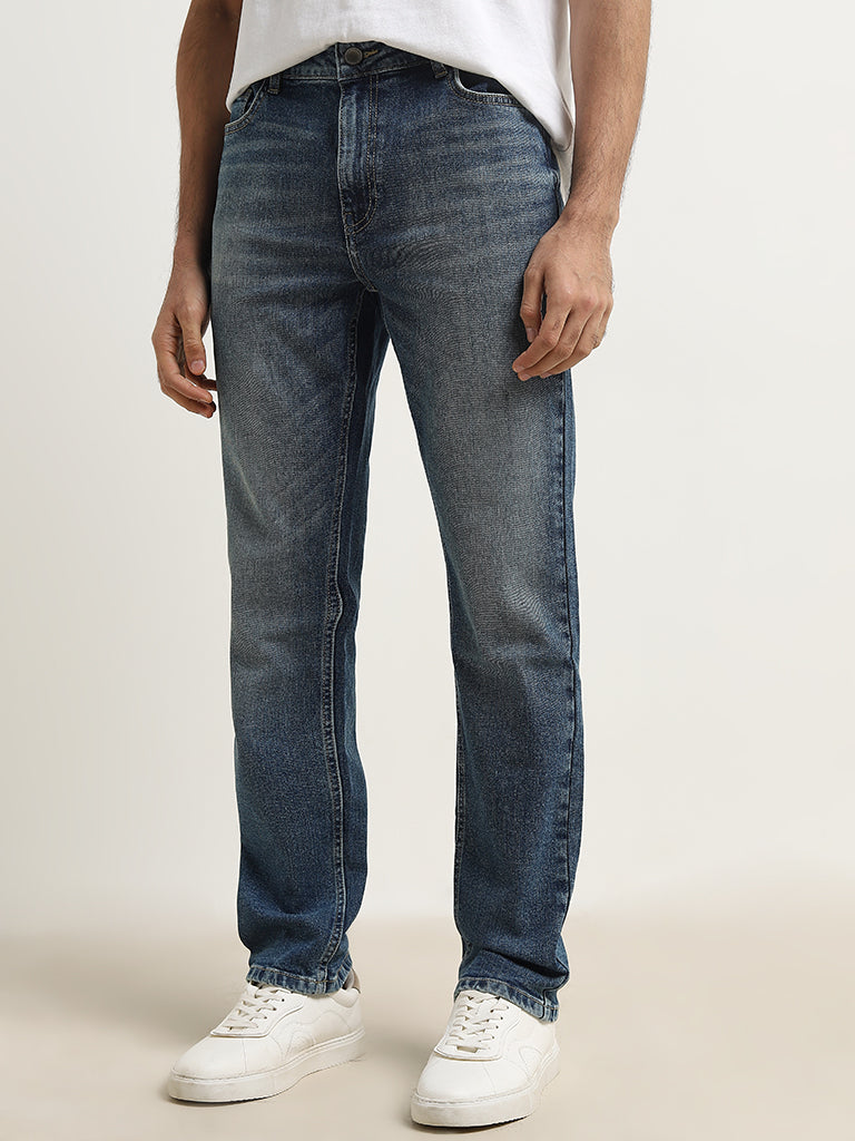 WES Casuals Blue Faded Slim - Fit Mid - Rise Jeans